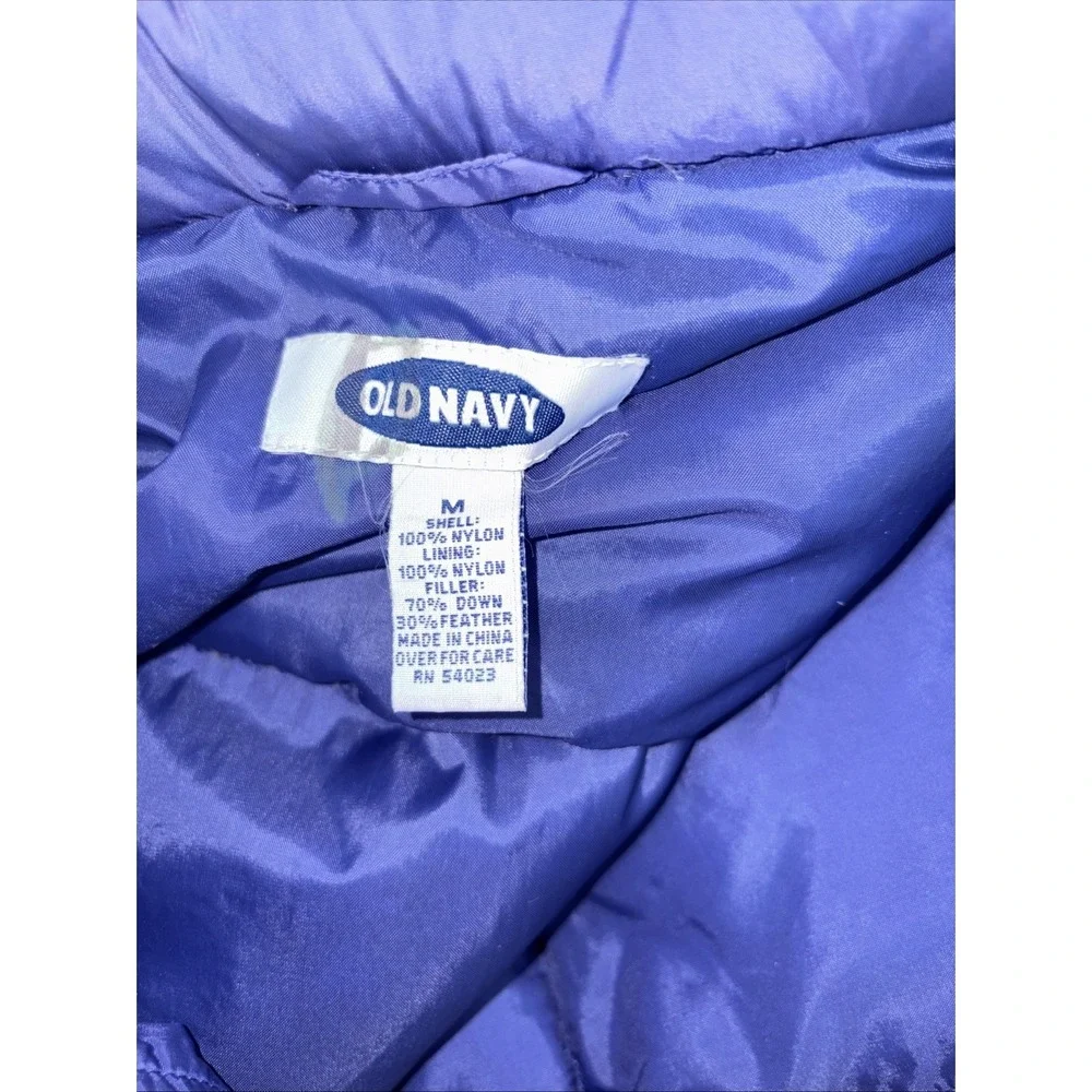 Old Navy Mens Puffer Jacket M Blue Down Feathers Full Zipper